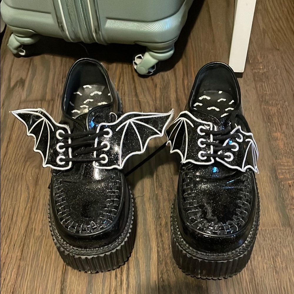 Black Shoes with Bat Wings